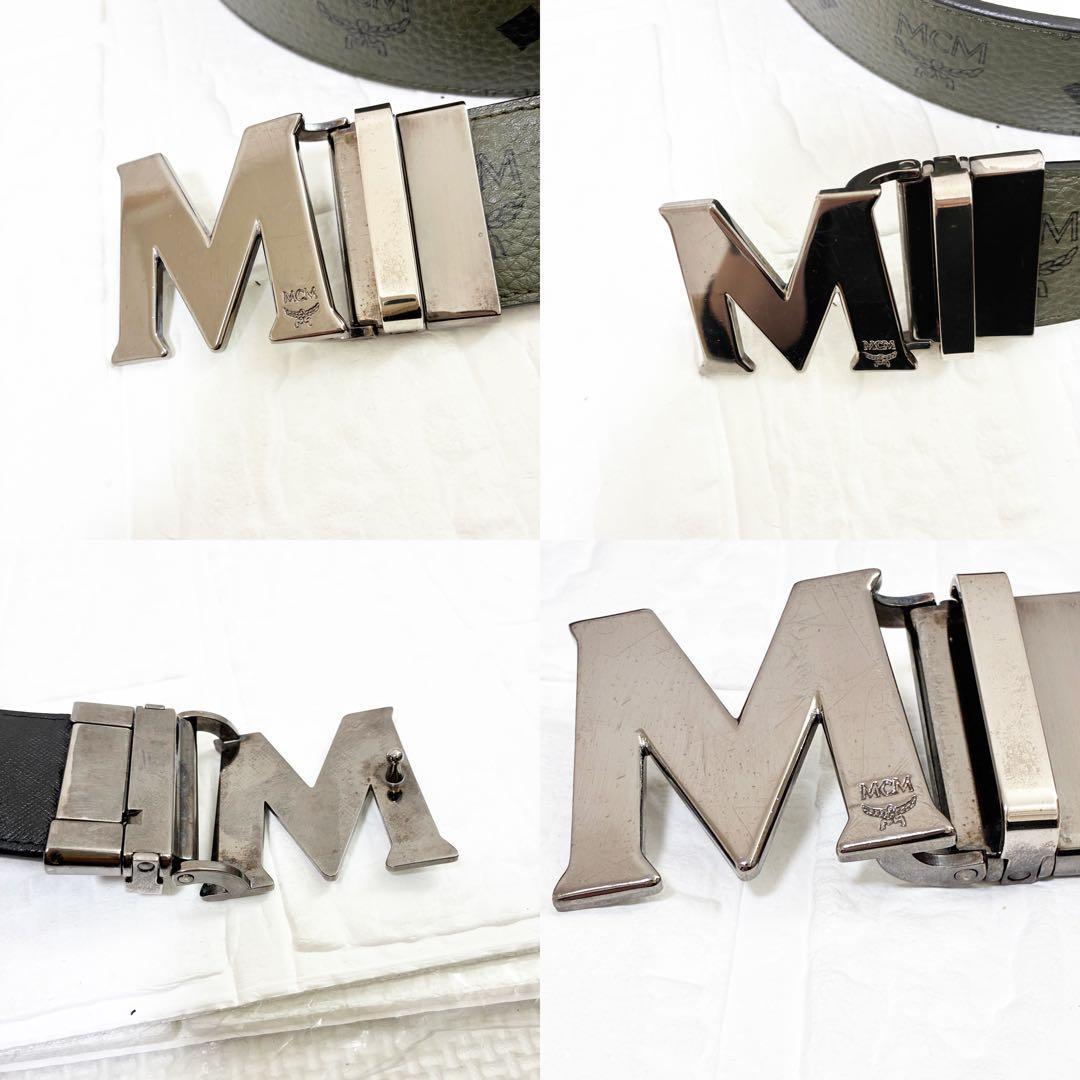 MCM ベルト　リバーシブル　カーキ系　ブラック