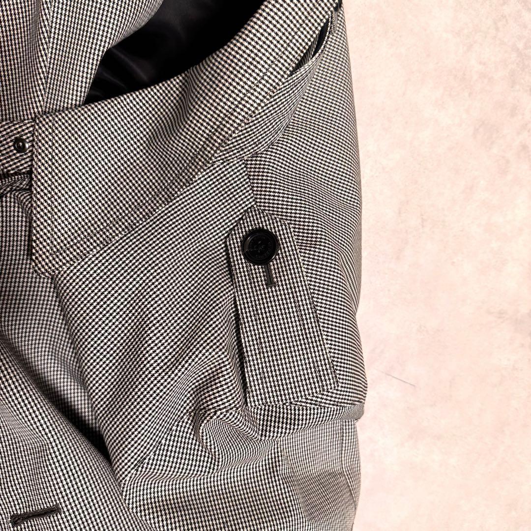 バーバリーブラックレーベル トレンチコート シングル 千鳥格子柄 XLサイズ