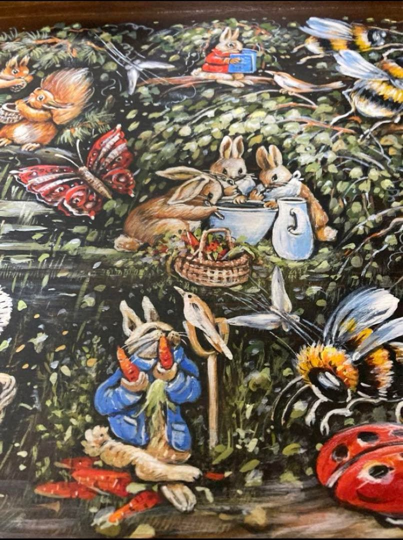 『ピーターラビット』木製飾りトレー☆ハンドペイント ガリーナ作 マトリョーシカ