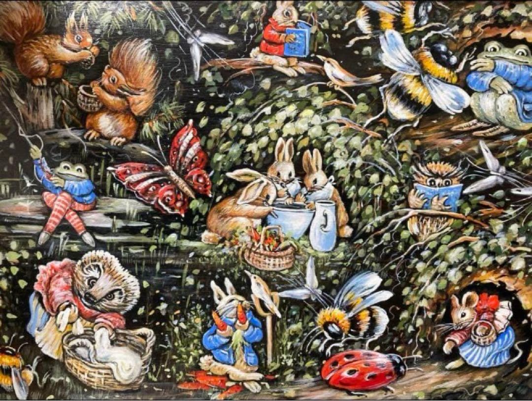 『ピーターラビット』木製飾りトレー☆ハンドペイント ガリーナ作 マトリョーシカ