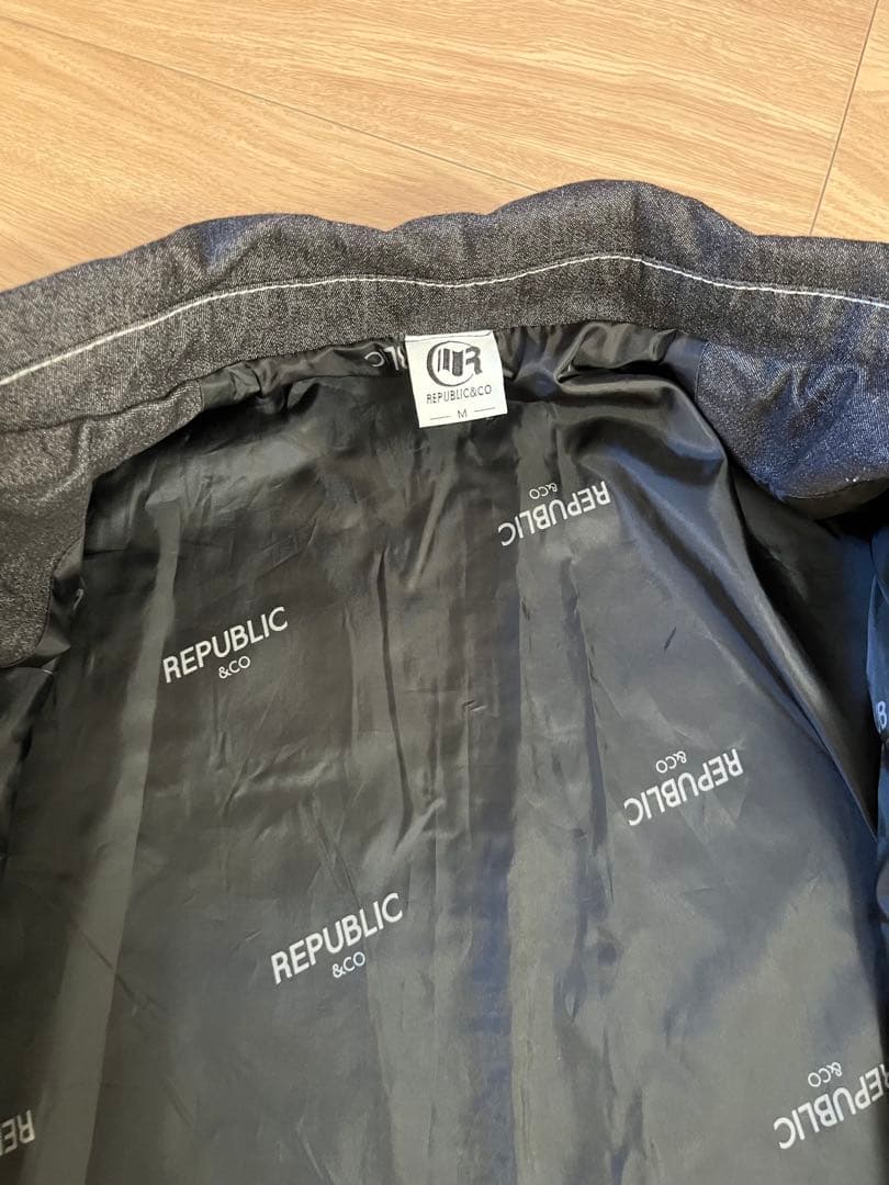 REPUBLIC ブラックデニムジャケットパンツセット　24-25