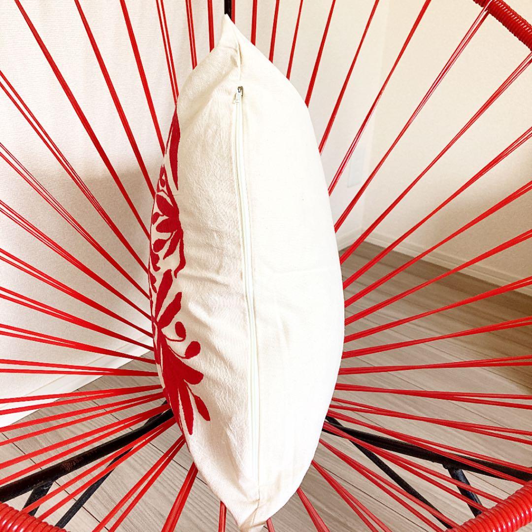 新品＊クッションカバー＊オトミ刺繍＊赤＊レッド＊動物＊花＊植物＊メキシコ雑貨