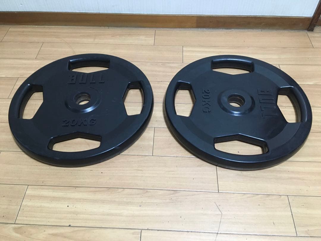 ② BULLオリンピック バーベルプレート20kg x 1枚 ラバープレート