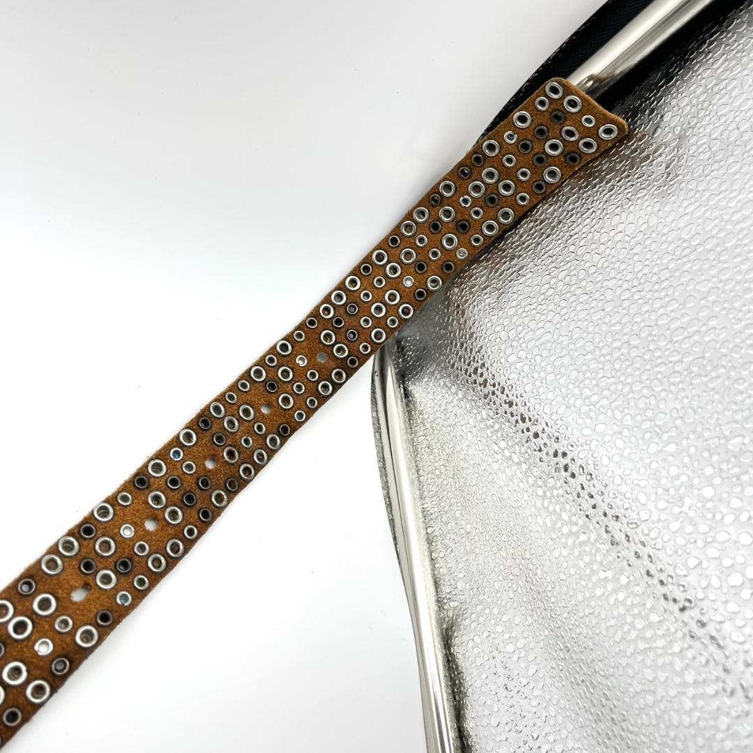 HTC エイチティーシー ベルト ビジュー スタッズ 装飾 レザー ブラウン