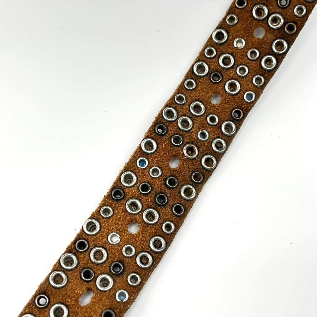 HTC エイチティーシー ベルト ビジュー スタッズ 装飾 レザー ブラウン