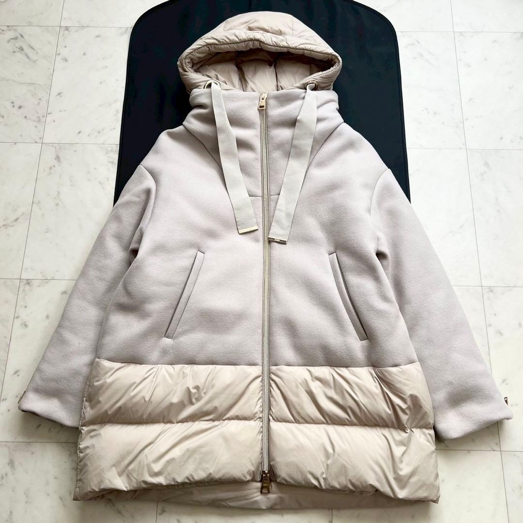 HERNO エコウール Aライン ドッキングダウンジャケット フード 40