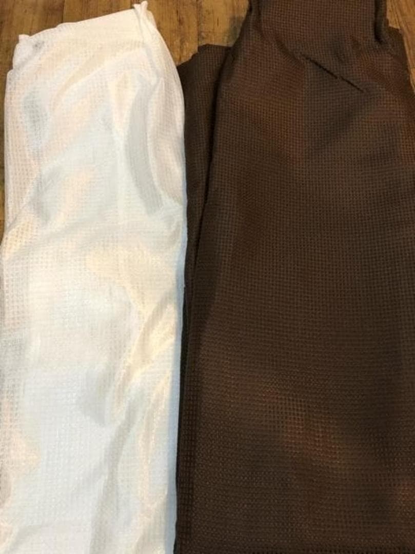 新品☆幅150×丈230㎝♪わけあり♪茶系♪ワッフル遮光カーテン＆レースp980