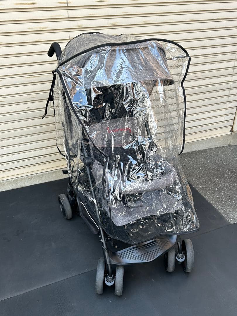 キンダーワゴン　DUOシティHOPⅡ 二人乗り　レインカバー付