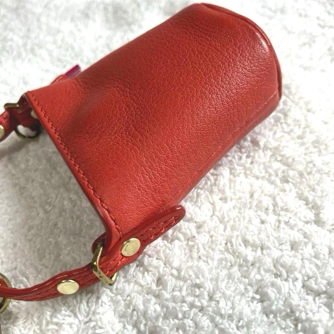 コーチ　レザー レッド ミニ小物入れ　タッセル付き　キーチャーム