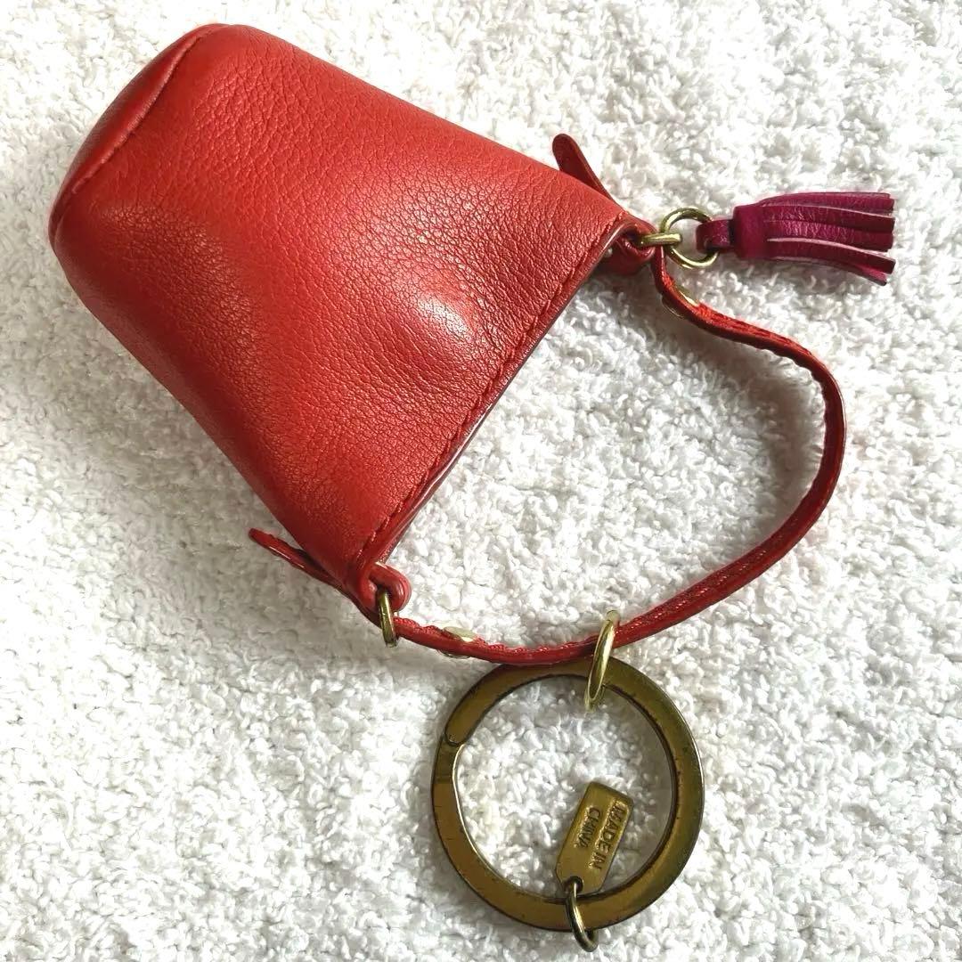 コーチ　レザー レッド ミニ小物入れ　タッセル付き　キーチャーム
