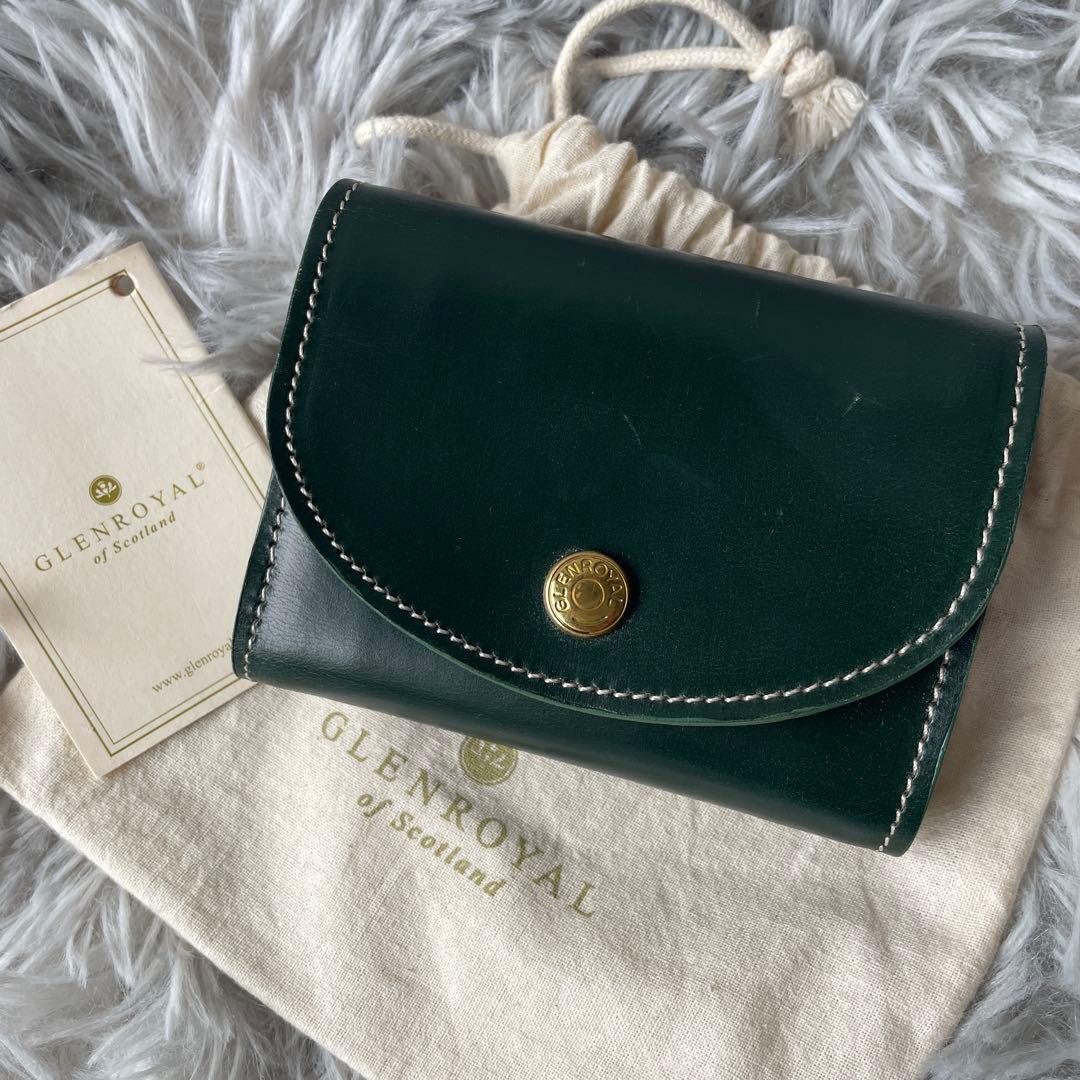 【未使用近い】グレンロイヤル 三つ折り財布 ブライドルレザー グリーン