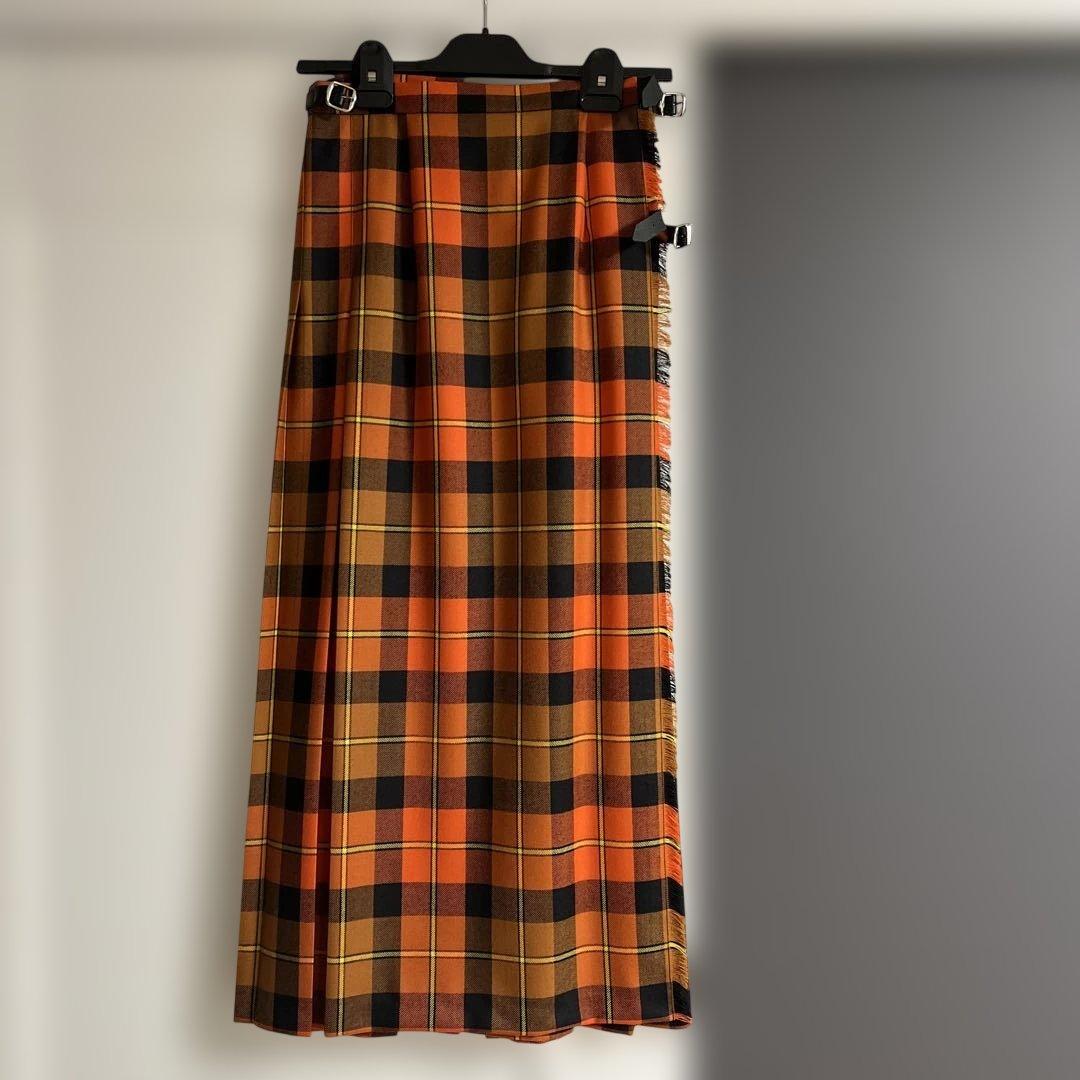 O'NEIL of DUBLIN オレンジ　プリーツ柄スカート【美品】