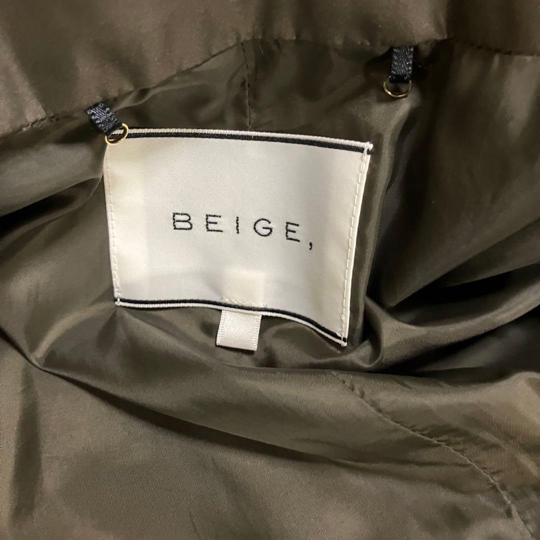 美品　ベイジ　ノーカラー　ロング　ダウン　ブラウン　Aライン　コート