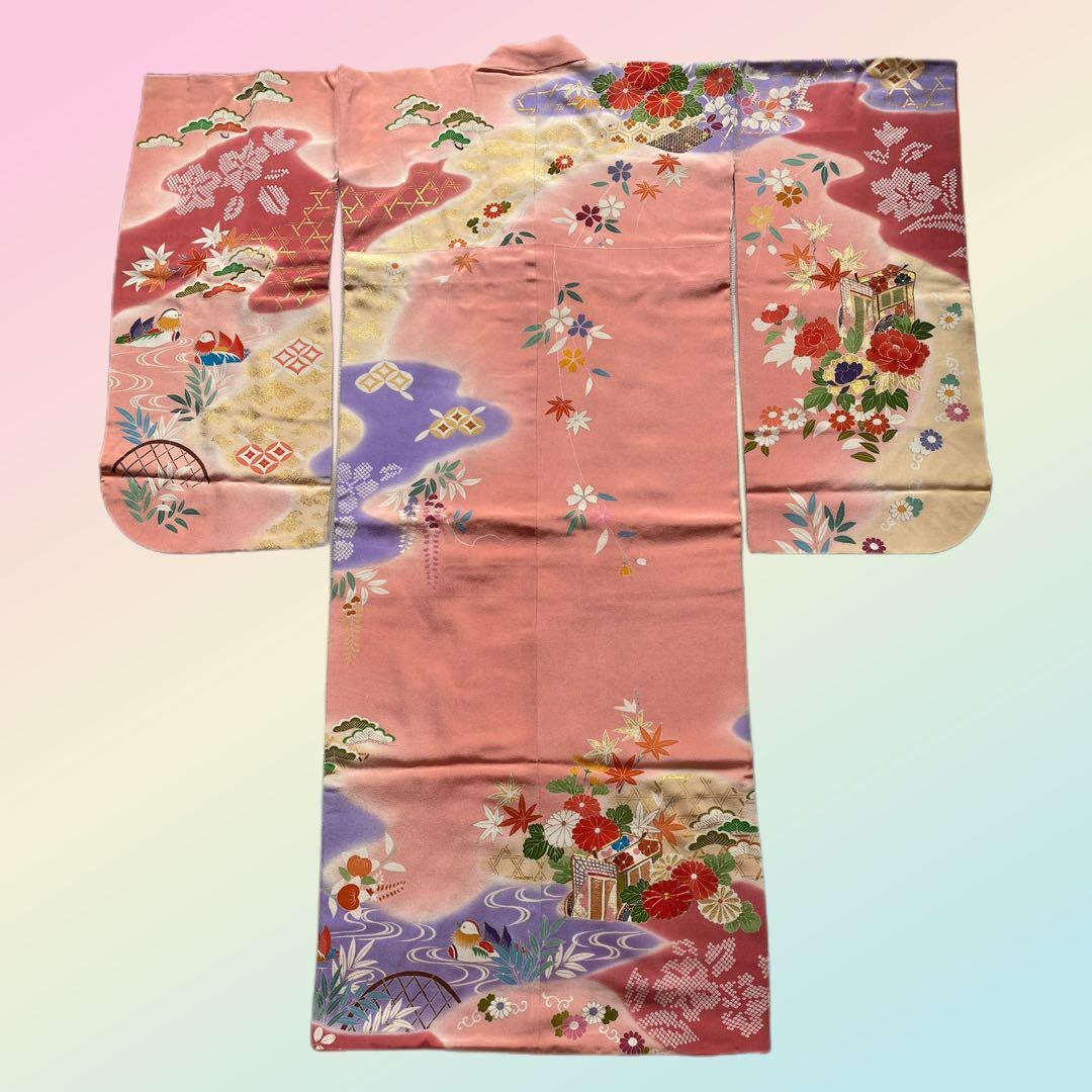 【★豪華刺繍★】七五三セット　七歳　振袖　ハーフ成人式　着物　襦袢　高島屋　正絹