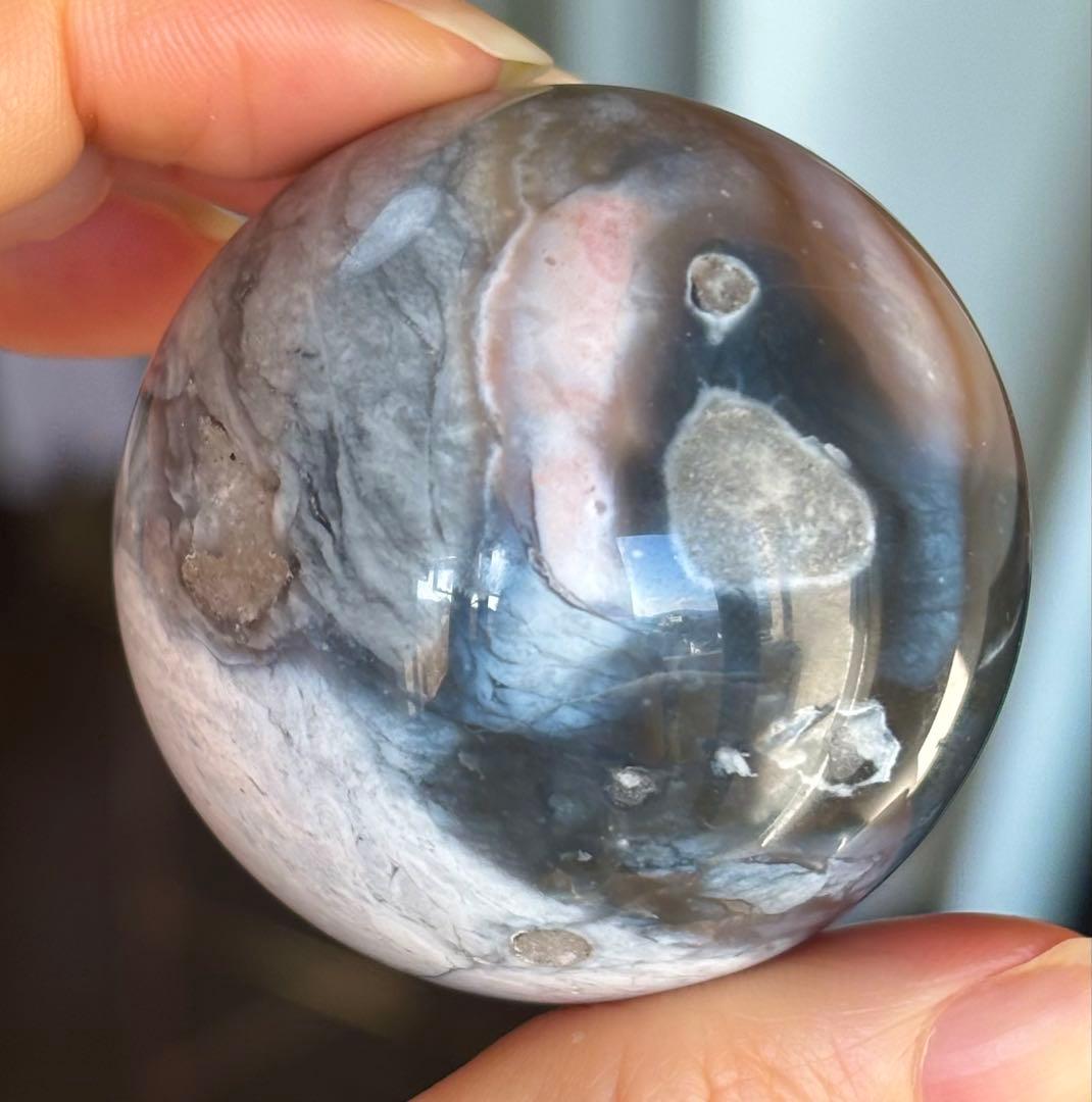再入荷　レアカラー　高品質　ブルーピンク　ペトリファイドウッド　スフィア　珪化木