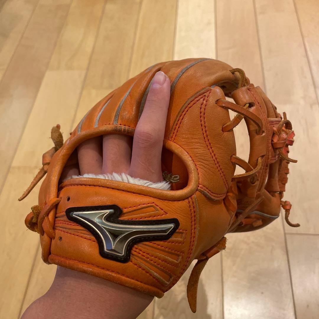 Mizuno グラブ オレンジ レザー軟式（坂本勇人型）