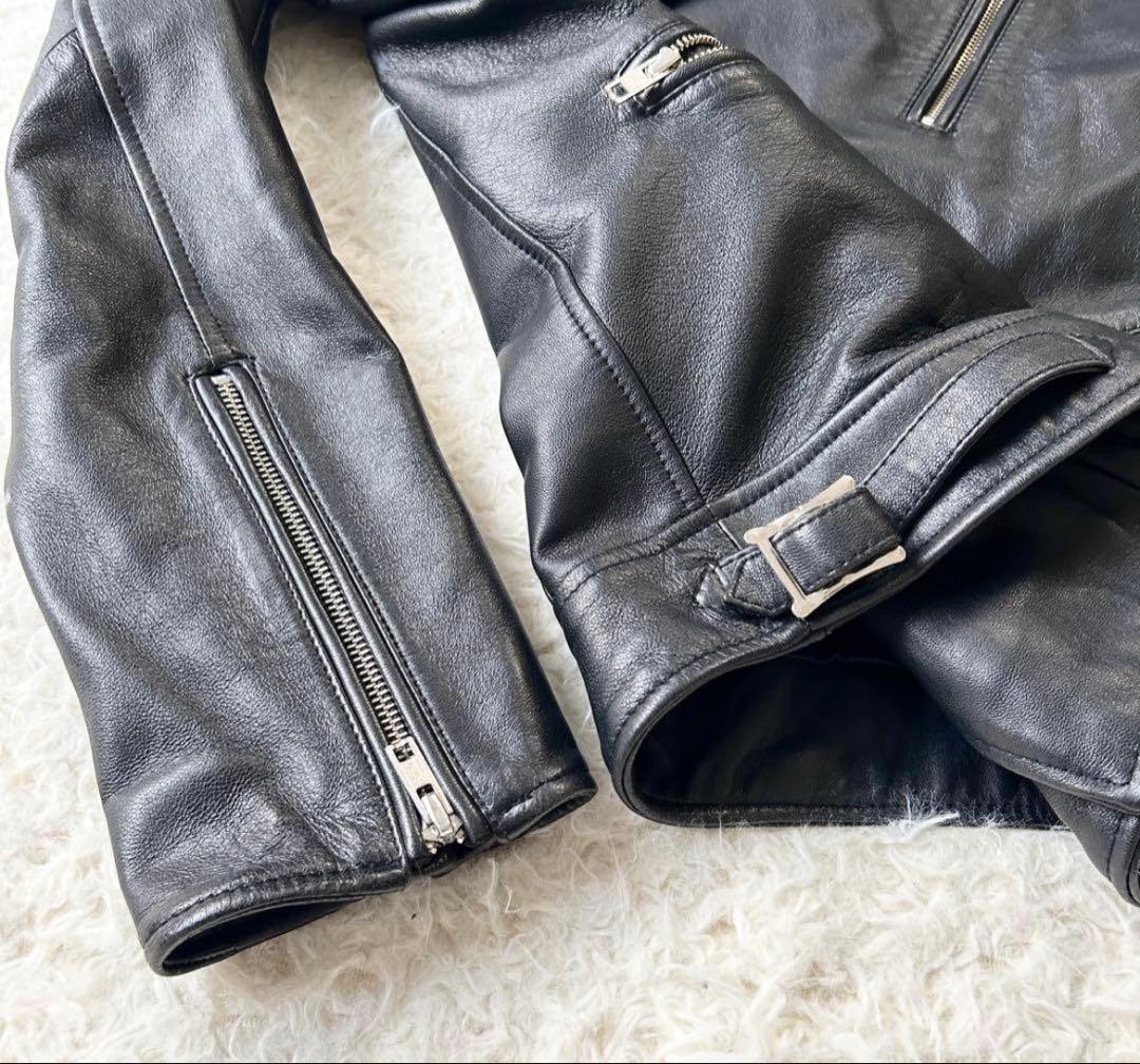 ナノユニバース ナノベース 羊革 ダブル ライダース ジャケット 黒 Ｌ