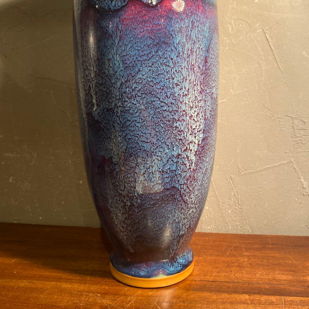 中国 釣窯 辰砂釉 飾り壺 オブジェ 美術品 骨董品 インテリア 花瓶