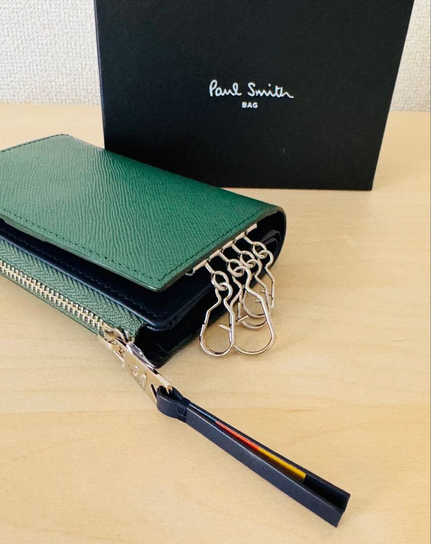 新品☆ポールスミス ☆ブライトストライププラー L字小銭入れ & ４連キーケース