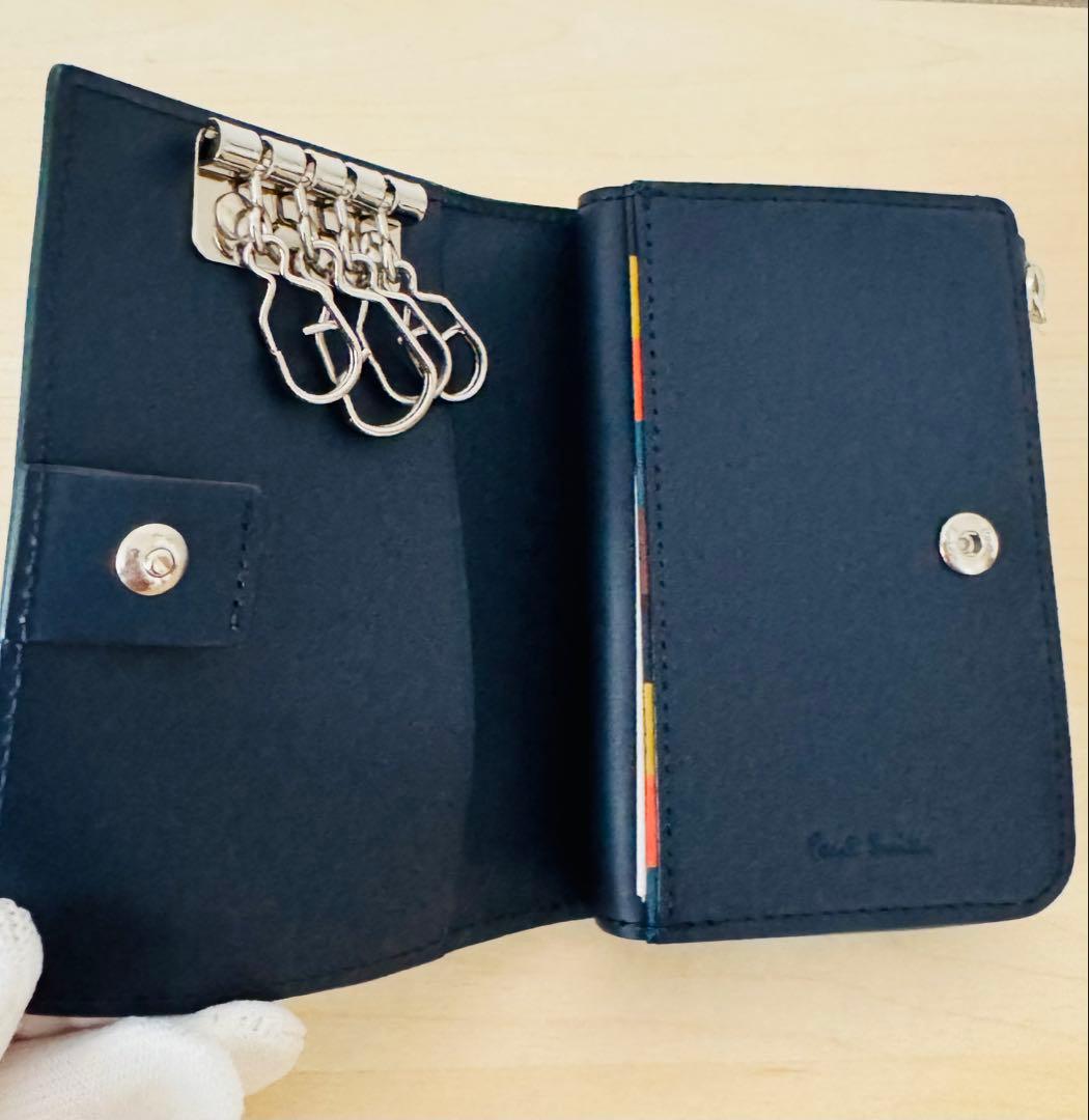 新品☆ポールスミス ☆ブライトストライププラー L字小銭入れ & ４連キーケース
