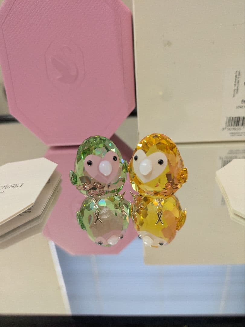 る*る様 スワロフスキー ラブバード カップル 鳥 置物 Swarovski