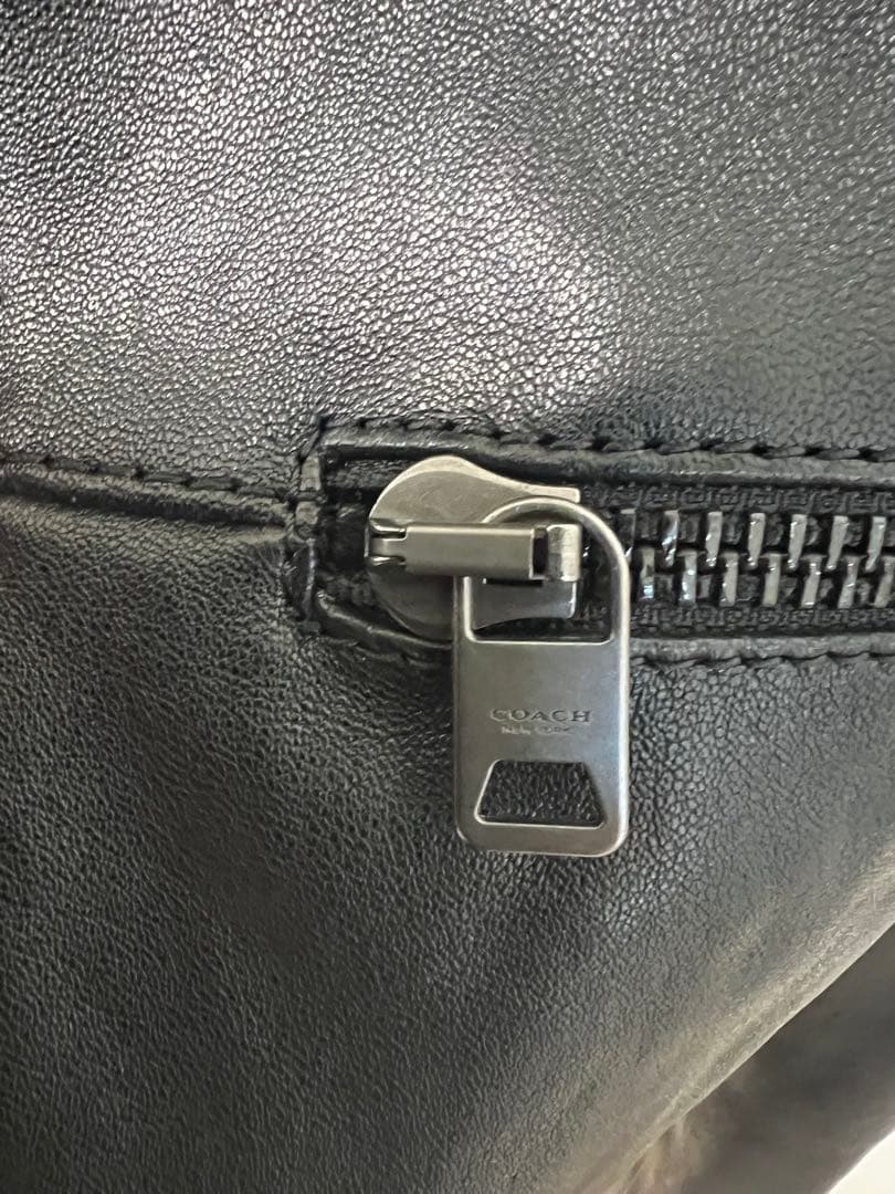 COACH ブラック レザー シングルライダースジャケット