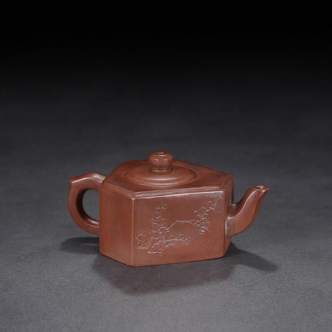 急須 茶の湯 宜興紫砂壺 六方壺 原鉱底槽清 純手工 約240cc 中国茶器