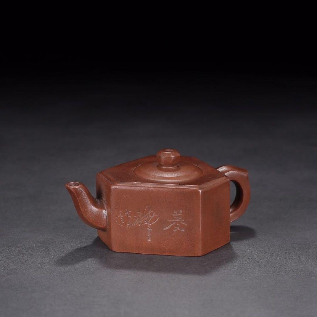 急須 茶の湯 宜興紫砂壺 六方壺 原鉱底槽清 純手工 約240cc 中国茶器