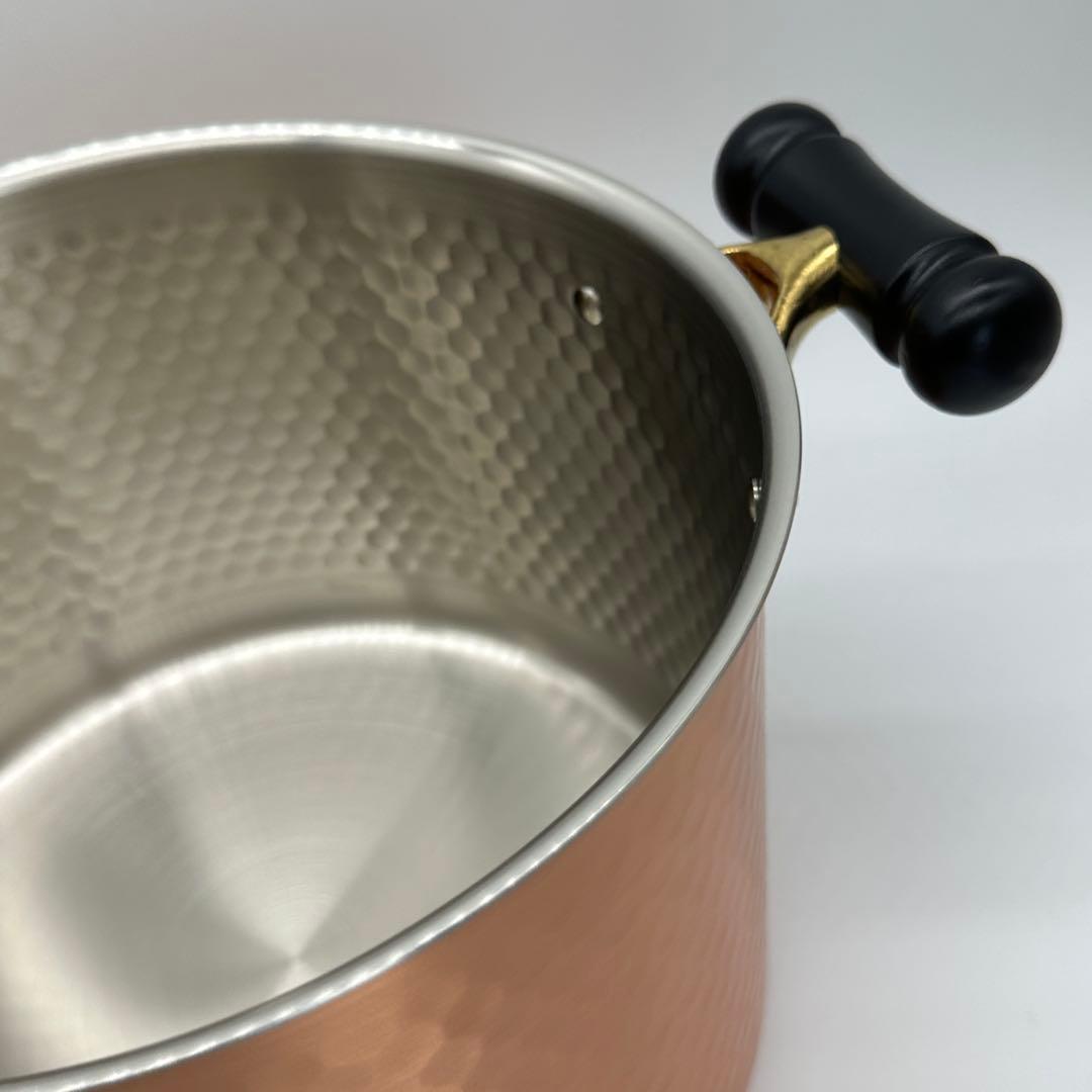 純銅 両手鍋 深型 24cm 蓋付き 鎚目 銅鍋 大容量 煮込み スープ 燕三条