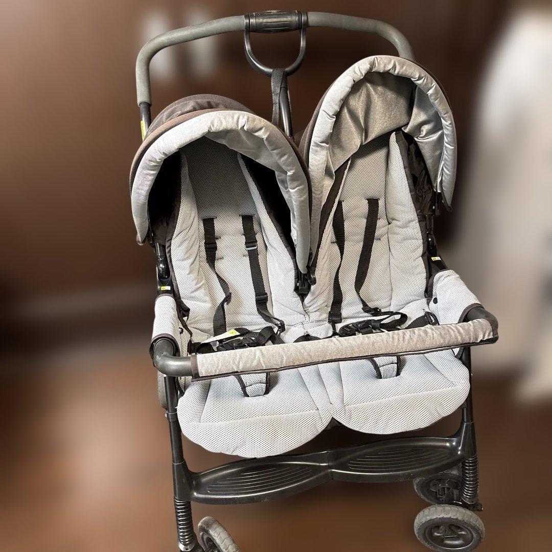 グレコ　デュオスポーツ　双子用ベビーカー　グレー