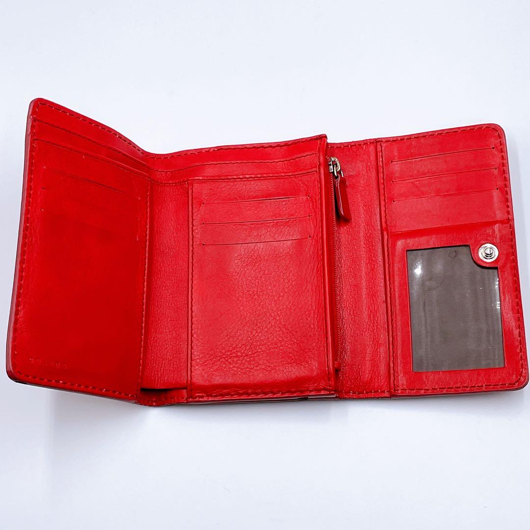 セリーヌ マカダム レザー 三つ折り 財布 ウォレット　レッド　トリオンフ