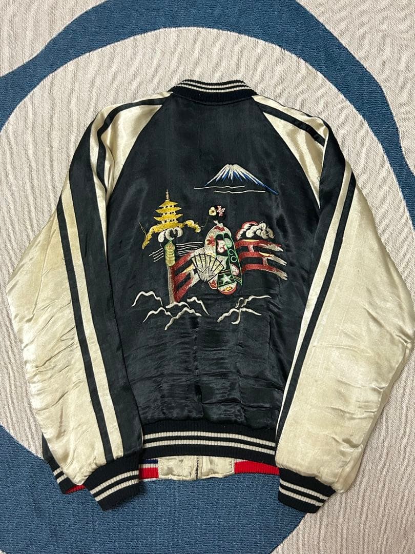 m*♡様 80s スカジャン リバーシブル キルティング 舞妓 富士山 アメカジ