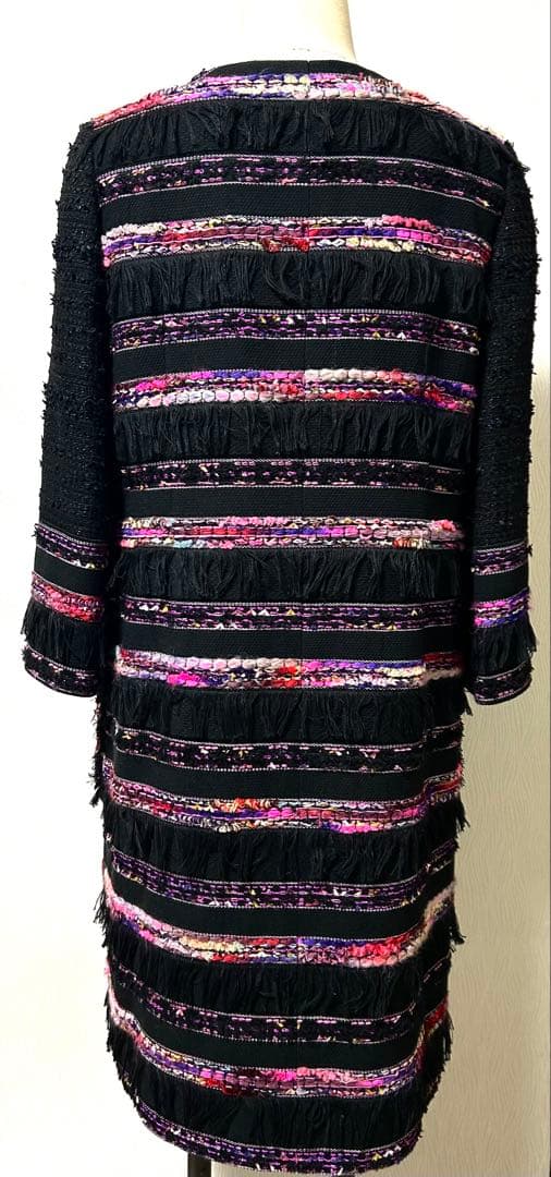 MALHIA KENT/銀座マギー/超高級生地/ツイードロングコート/フリンジ