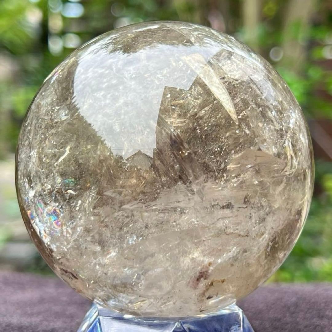 ✳️【幸運の石】✨綺麗な虹とファントム✨レインボー シトリン 丸玉 天然石 置物