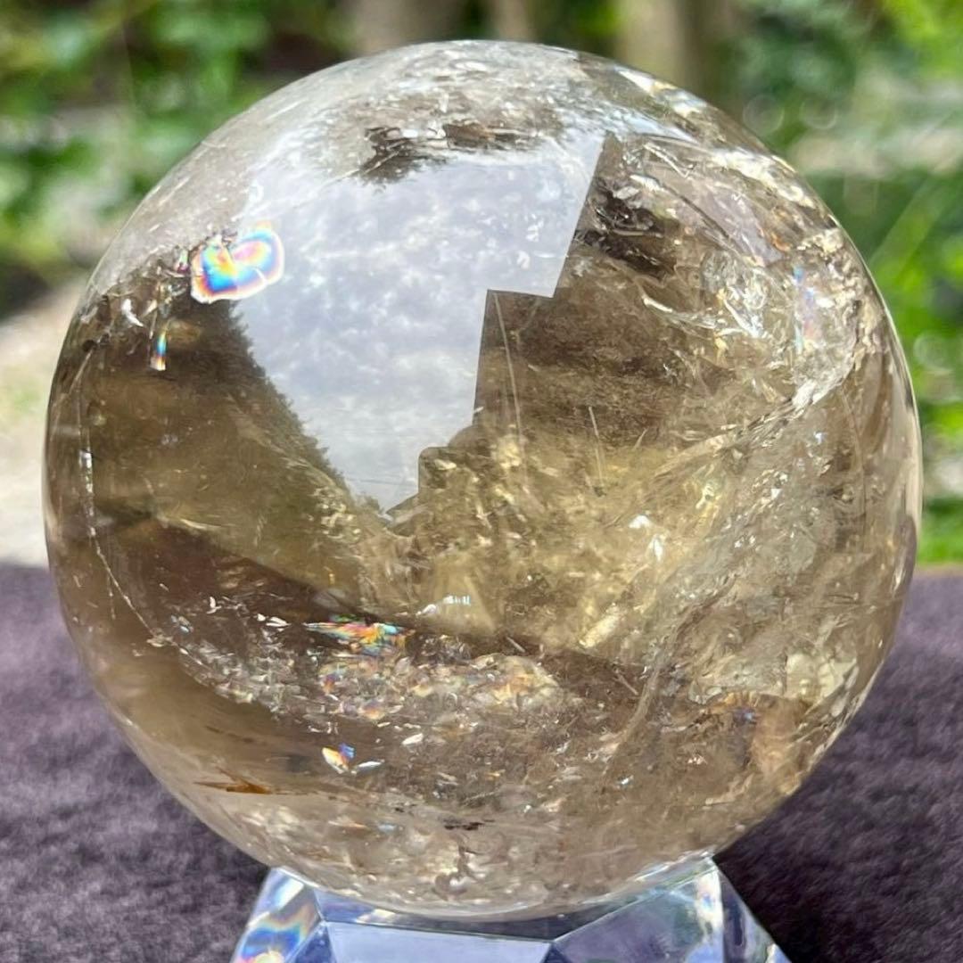 ✳️【幸運の石】✨綺麗な虹とファントム✨レインボー シトリン 丸玉 天然石 置物