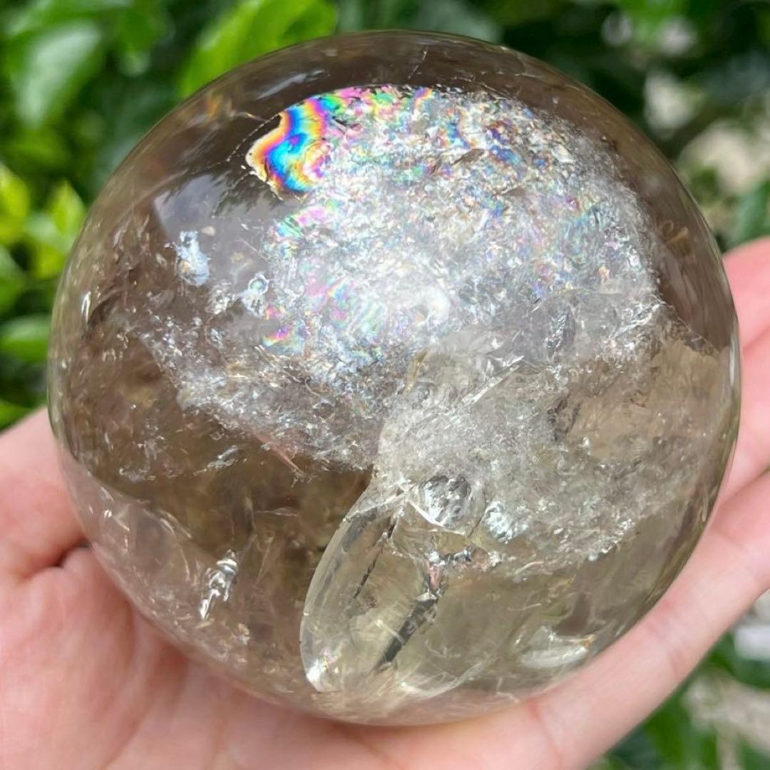 ✳️【幸運の石】✨綺麗な虹とファントム✨レインボー シトリン 丸玉 天然石 置物
