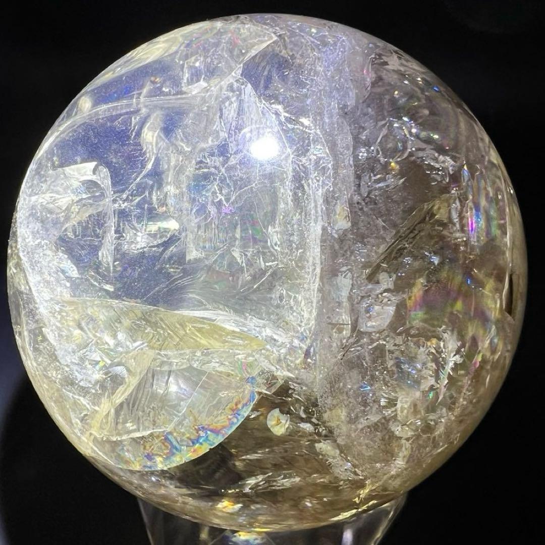 ✳️【幸運の石】✨綺麗な虹とファントム✨レインボー シトリン 丸玉 天然石 置物