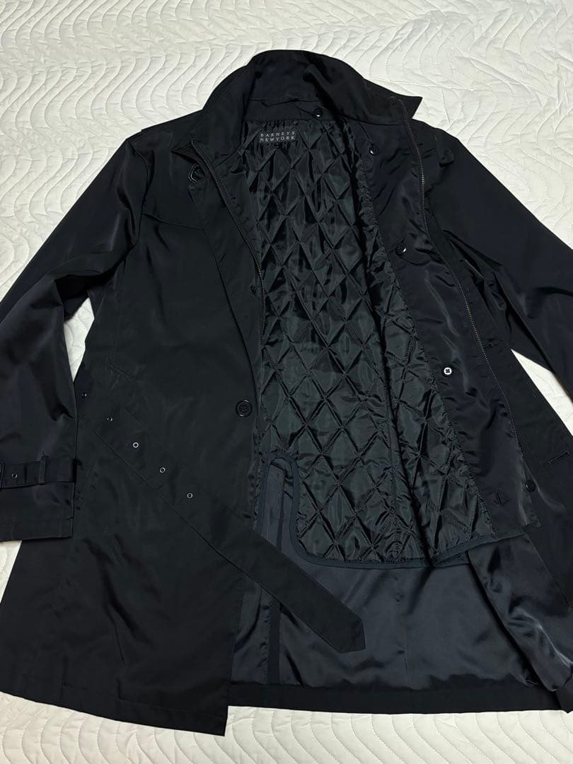 メンズトレンチコート　ビジネスコート　バーニーズニューヨーク　ライナー付　黒Ｌ