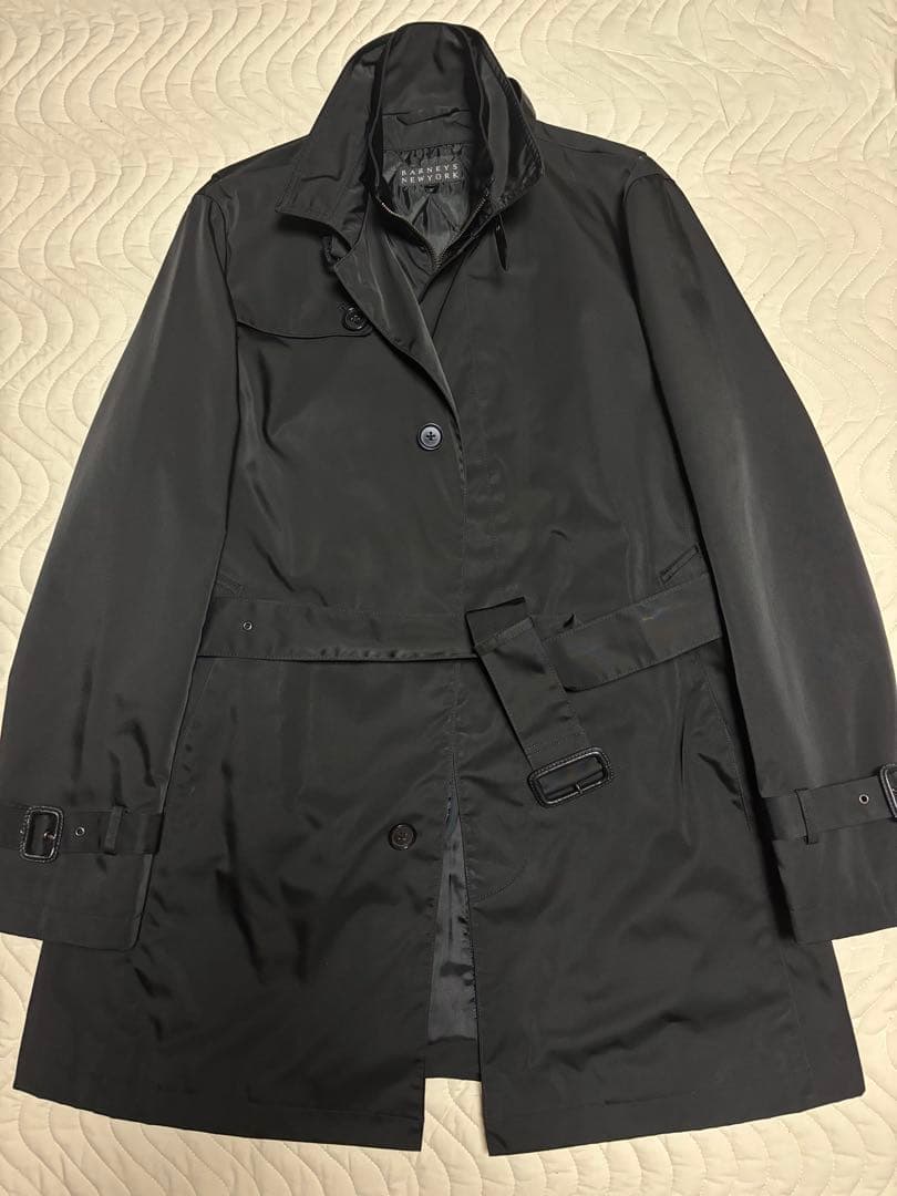 メンズトレンチコート　ビジネスコート　バーニーズニューヨーク　ライナー付　黒Ｌ