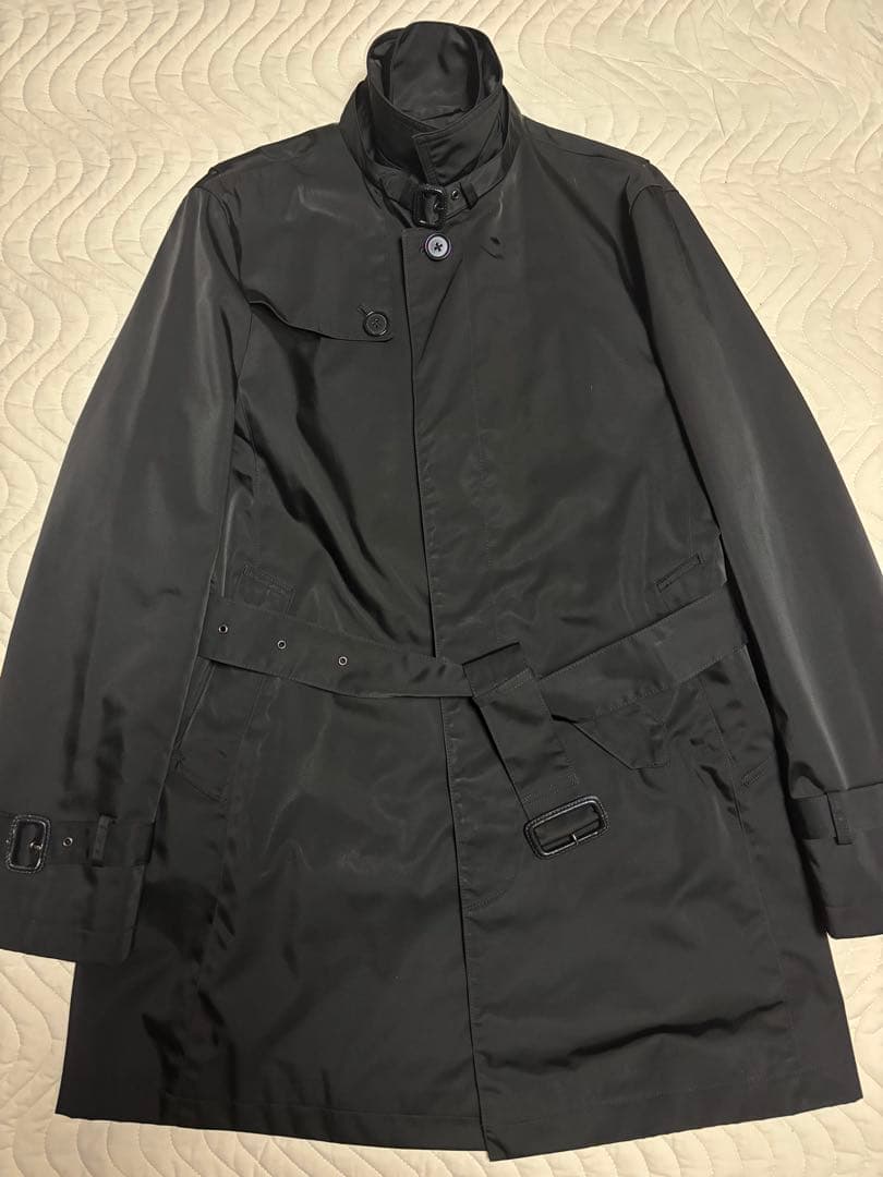 メンズトレンチコート　ビジネスコート　バーニーズニューヨーク　ライナー付　黒Ｌ