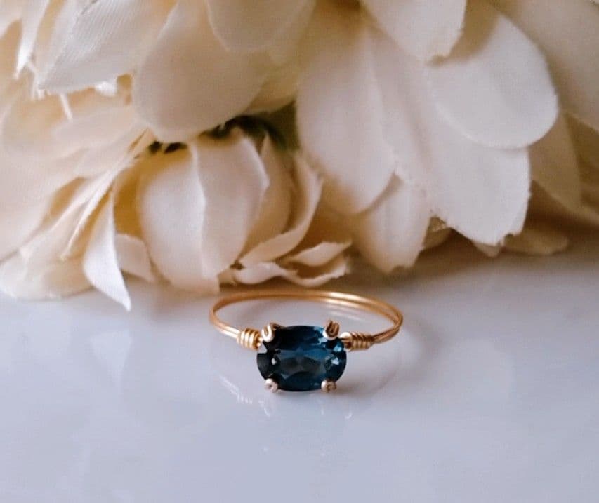 Kgf14 宝石ルース ロンドンブルートパーズ ファセット 爪留め リング