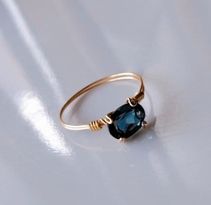 Kgf14 宝石ルース ロンドンブルートパーズ ファセット 爪留め リング