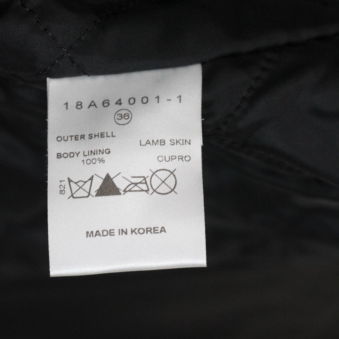 美品　ルシェルブルー ノーカラー　ライダースジャケット　ラムレザー　36　S　黒