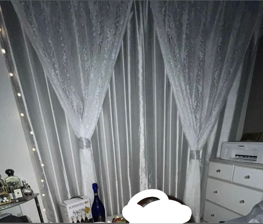 ドレッシー×スペイシア　ダブルカーテン　シルバー 縦178×横100（×2枚）