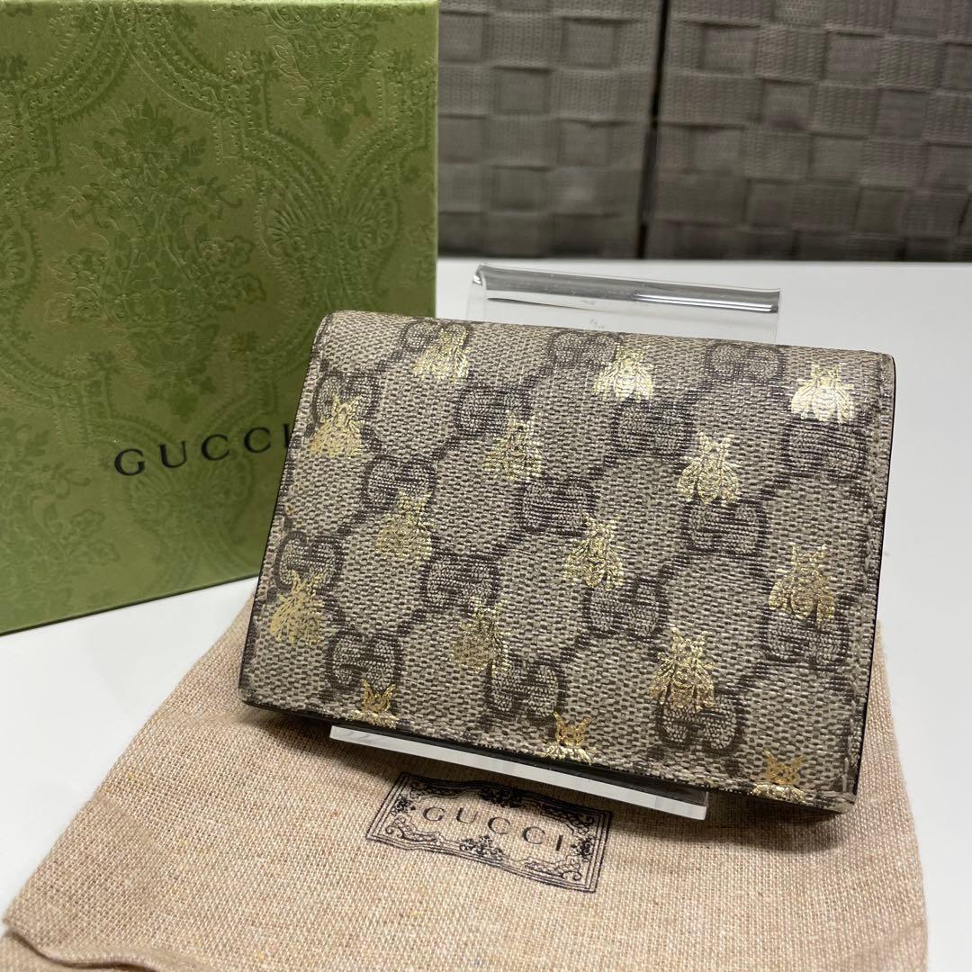 だ*ち様 GUCCI bee GGパターン 二つ折り財布 ベージュ・ゴールド