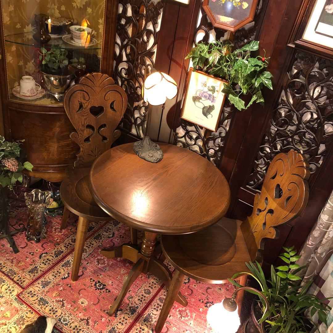 ８０年代　ブリティッシュアンティークST スピンドルコンパクト　ラウンドテーブル