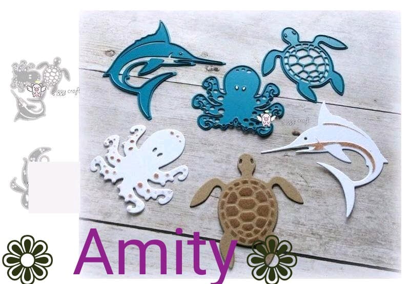 新品　海の生き物3pcsセットのカッティングダイ