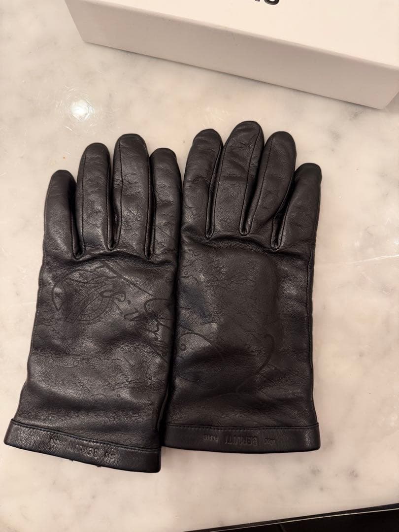 BERLUTI ブラック レザー手袋