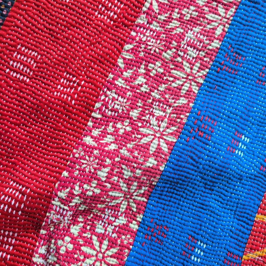 インド伝統工芸 民芸品 ヴィンテージカンタキルト　ラリーキルト　刺し子布 651