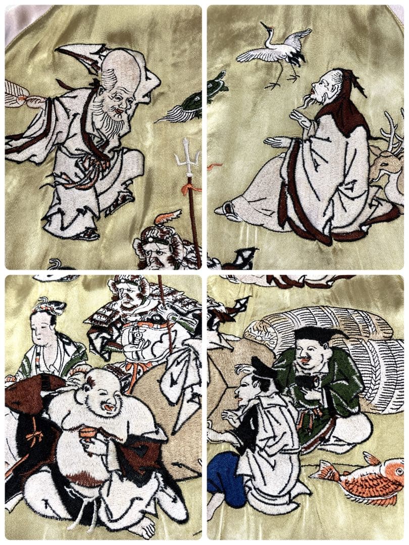 花旅楽団　スクリプト　スカジャン　リバーシブル　七福神　菊　刺繍　スーベニア　M